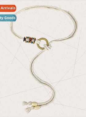 terary woven belt women casual vacation dress waist rope kno