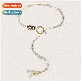 women casual rope woven kno waist belt dress terary vacation