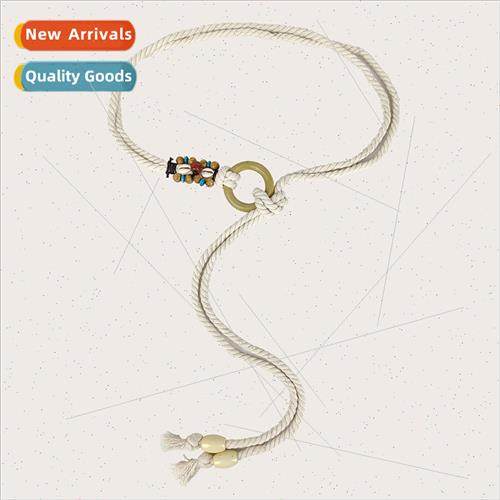 terary woven belt women casual vacation dress waist rope kno