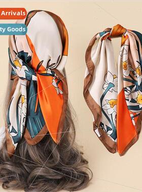 2022 Chinese satin small silk scarf simulation silk scarf wo