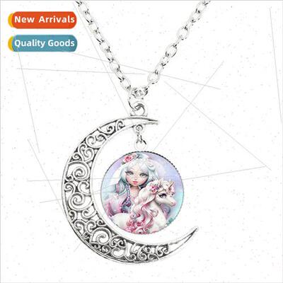 New Fantasy Unicorn  Girls Birthday  Jewellery Round Glass C
