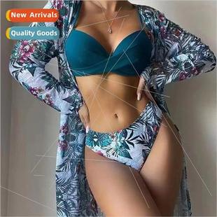 Sexy Womens Chiffon New Thre Swimsu Europe Bikini Printed