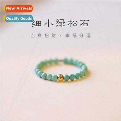 Exmely Fine 2mm Small Turquoise Ring Women che Vintage 14k G