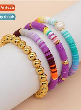 ght luxury  soft ceramic shell spacer pearl copper bead set