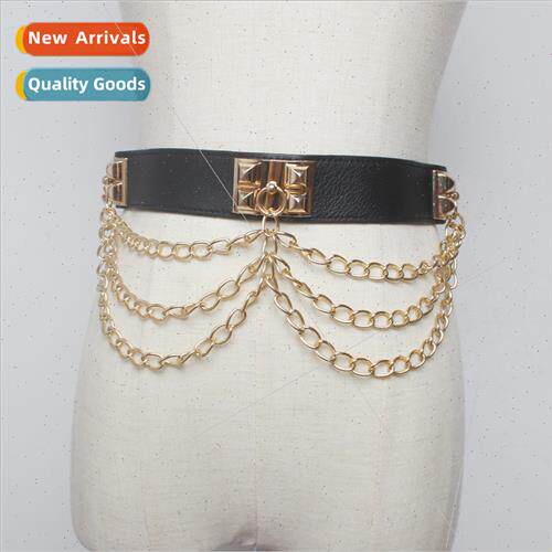 Punk rivets gold chain versatile fashion ladies elastic wide