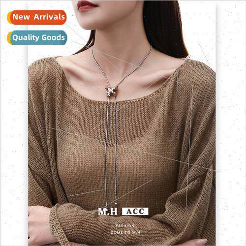 Drip oil bow sweater chain adjustable women necklace Europe