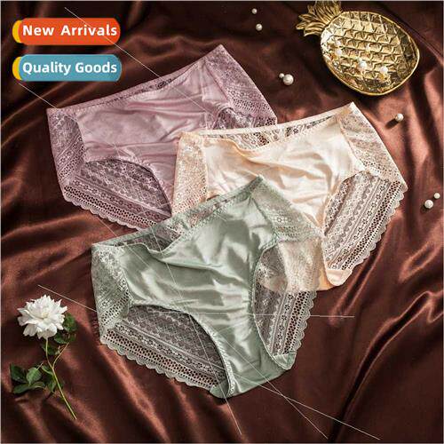 French hollow see-through lace sexy panties mulberry silk mi
