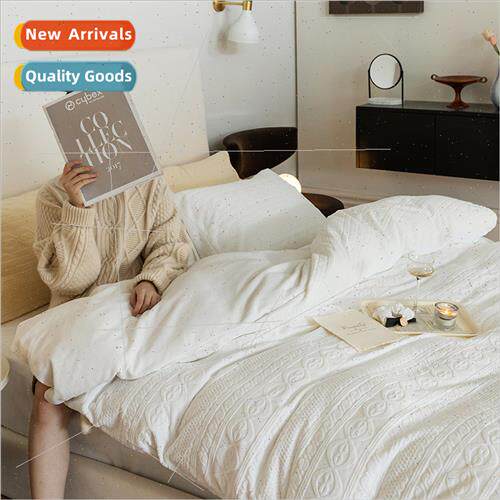 N61 thickened milk fleece four-piece set simple cut flowers