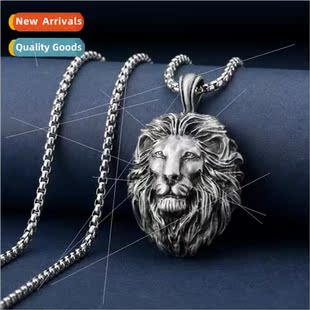 head pendant necklace Europe personalized lion men hip metal
