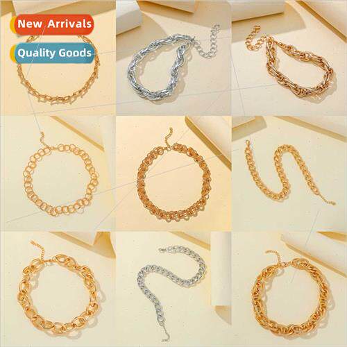 Pin hipster punk simple short thick chain collarbone chain f