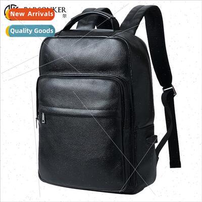 Fashion leather shoulder bag men business computer backpack
