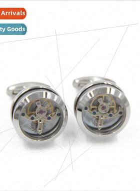Stainless Steel Tourbillon Balance Cufflinks Mechanical Func