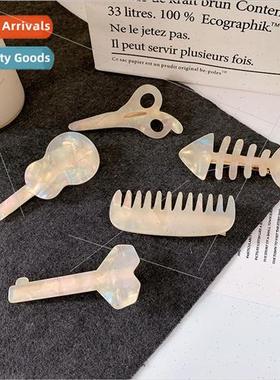 Korean acetate fishbone hair clips cute acrylic small scisso