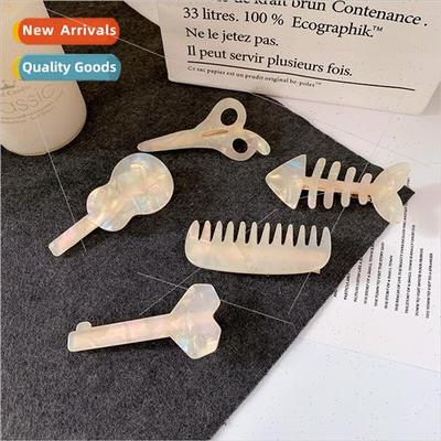 Korean acetate fishbone hair clips cute acrylic small scisso