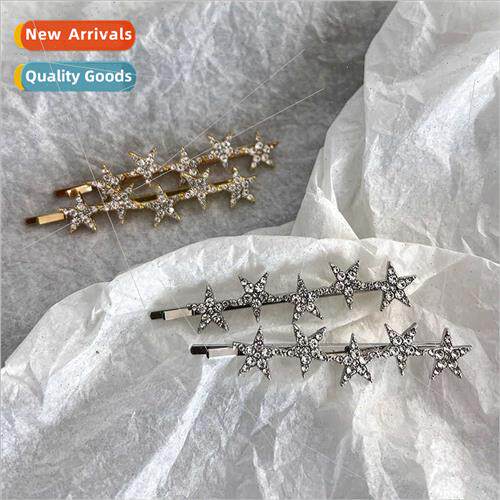 Alloy five-pointed star drill a word side clip hair accessor