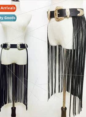 Europe fashion extra-long tassel black new decorative belt l
