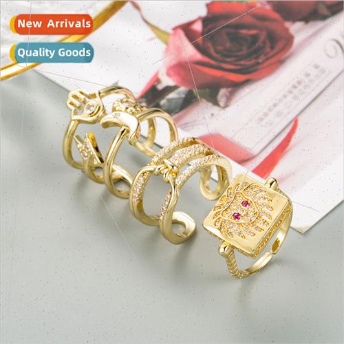 2021 personalized geometric moon palm hipster ring copper mi