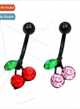 Piercing jewelry baking paint alloy diamonds cherry navel ri