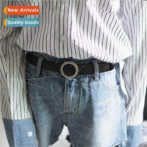 Hole-free round buckle student belt female Korean fashion de