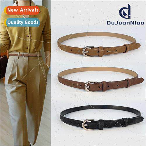 Vintage Frosted Cowhide Women Leather Belt Casual Pants Jean