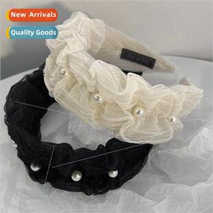 French hair bands gentle super fairy sweet wide edge mesh ru