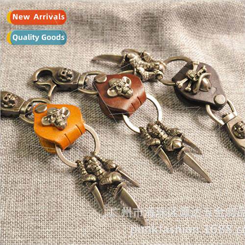 Fashion Korean retro leather keychain new men handmade leath