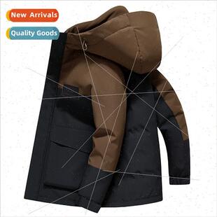 Big brdown jacket men collision color splicing graphene heat