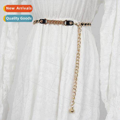 thin belt decorated dress Europe metal thin waist chain su t