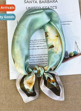 2023 new Chinese decorative silk small square scarf high-gra