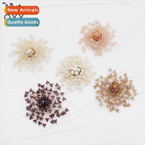 Crystal pearl flower brooch fairy beauty bride dress corsage