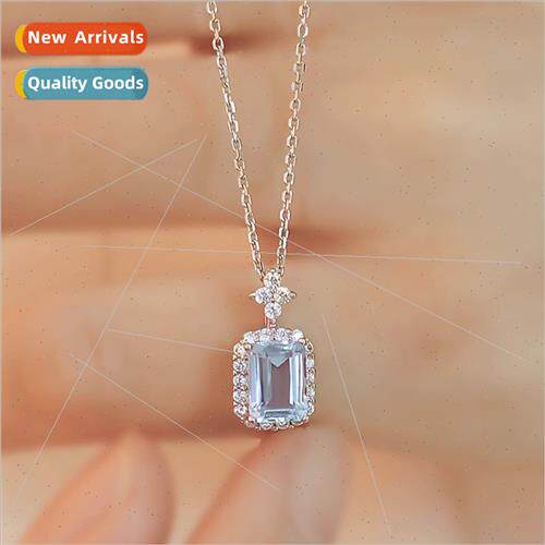 Aquamarine necklace women French niche 2023 new tide blue to