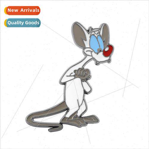 Cartoon animation  jewelry gray cat red nose brooch funny ba