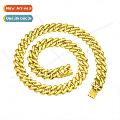 Men Hip Hop Glossy Necklace Cuban Chain Hipster Bully Punk N