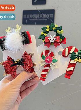 Christmas sleigh hair accessories children hair clips red ca