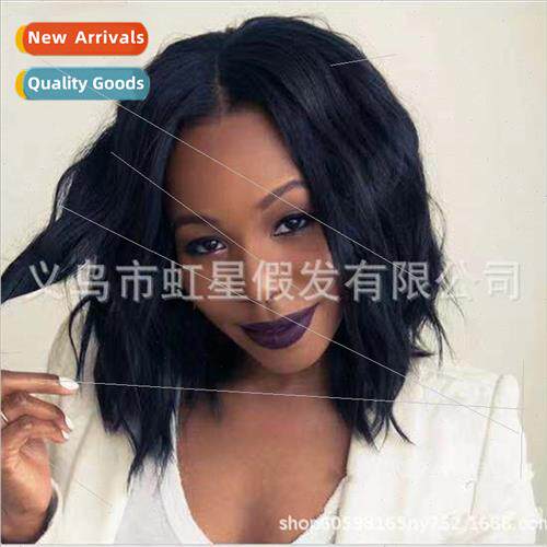 Europe wig women wig middle parted black short curly hair wa