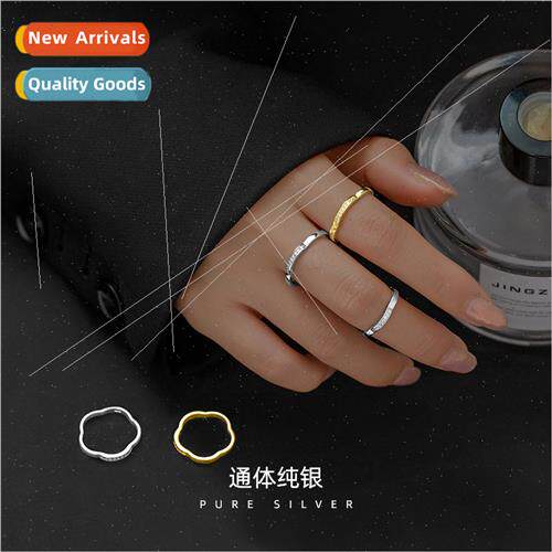 S925 silver peach blossom ring female niche fashion cold win