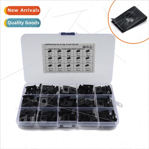 Box 120 pcs-Black U-Shape Reed NutCar Interior Trim Panel Cl