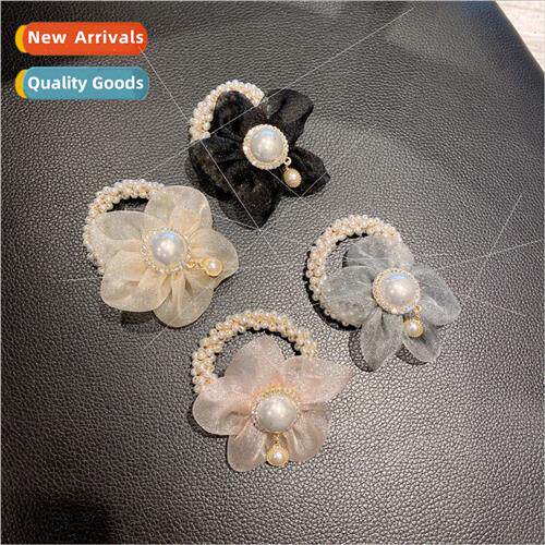 Korea new organza flowers imation pearl hair circle simple p