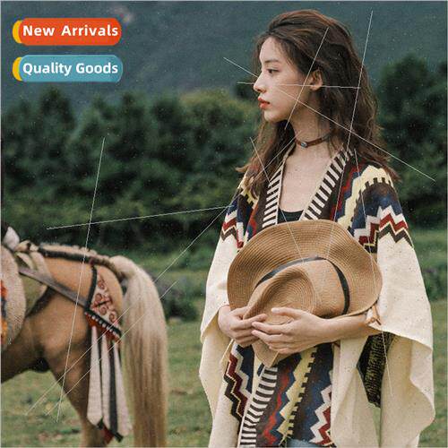 Bohemian wind fringe cape knted warm northwest shawl travel