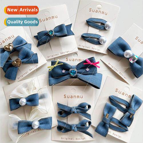 New retro cowboy rhinestone beads bow children hair clips ba