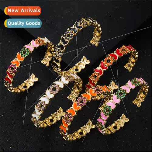 Europe fashion copper gold-plated oil drop butterfly bracele