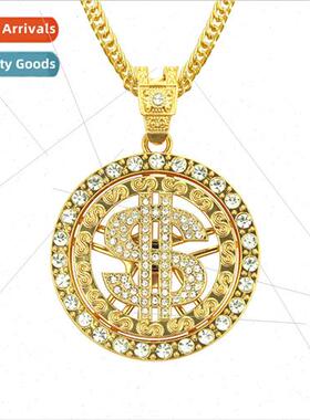 Europe Hip Hop Drilling Turning Dollar Pendant Necklace Cell