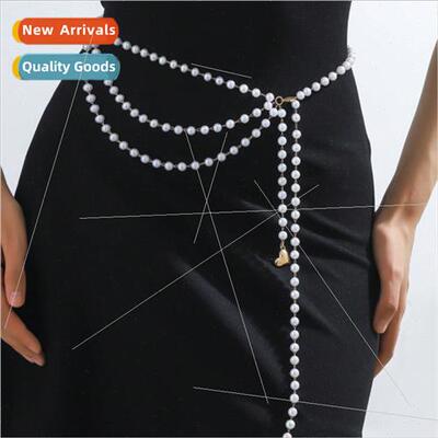 Alloy Peach Heart Pendant Pendulum Chain Pearl Chain Wave Ta