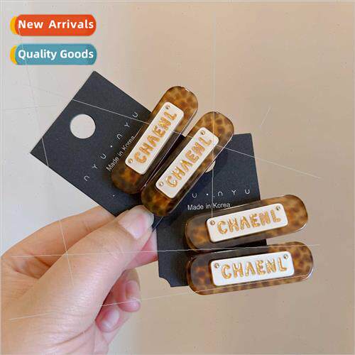 acetic acid leopard plate a word side clip broken hair bangs