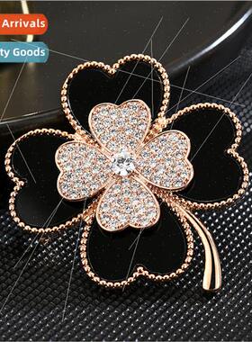 mple atmosphere four-leaf clover zirconia brooch ladies rose