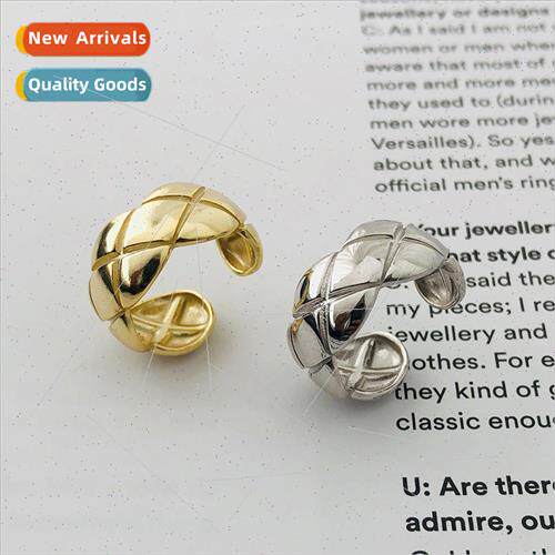 s925 silver Europe simple glossy classic wave edge cross rho