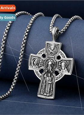 Pure Pewter Fashion Cross Pendant Necklace Men Vintage Acces