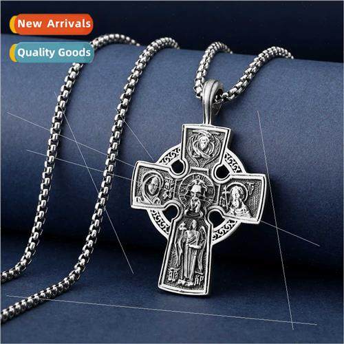 Pure Pewter Fashion Cross Pendant Necklace Men Vintage Acces
