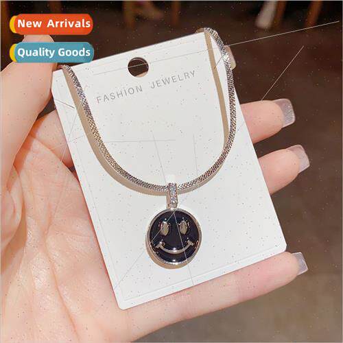 ins delicate simple fashion oil drip smiley face necklace wo