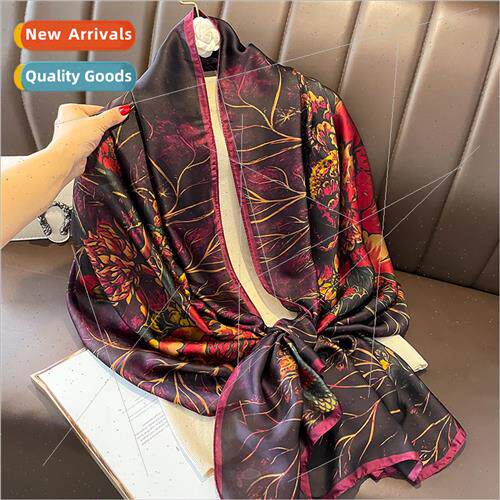 Spring summer thin celebry silk scarf retro floral versatile